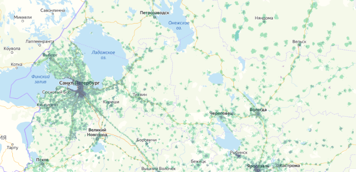 Зона покрытия МТС на карте Красноармейск 